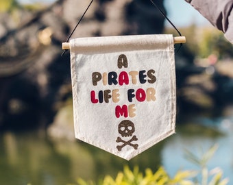 Canvas banner flag // pennant wall hanging// A Pirates Life for Me