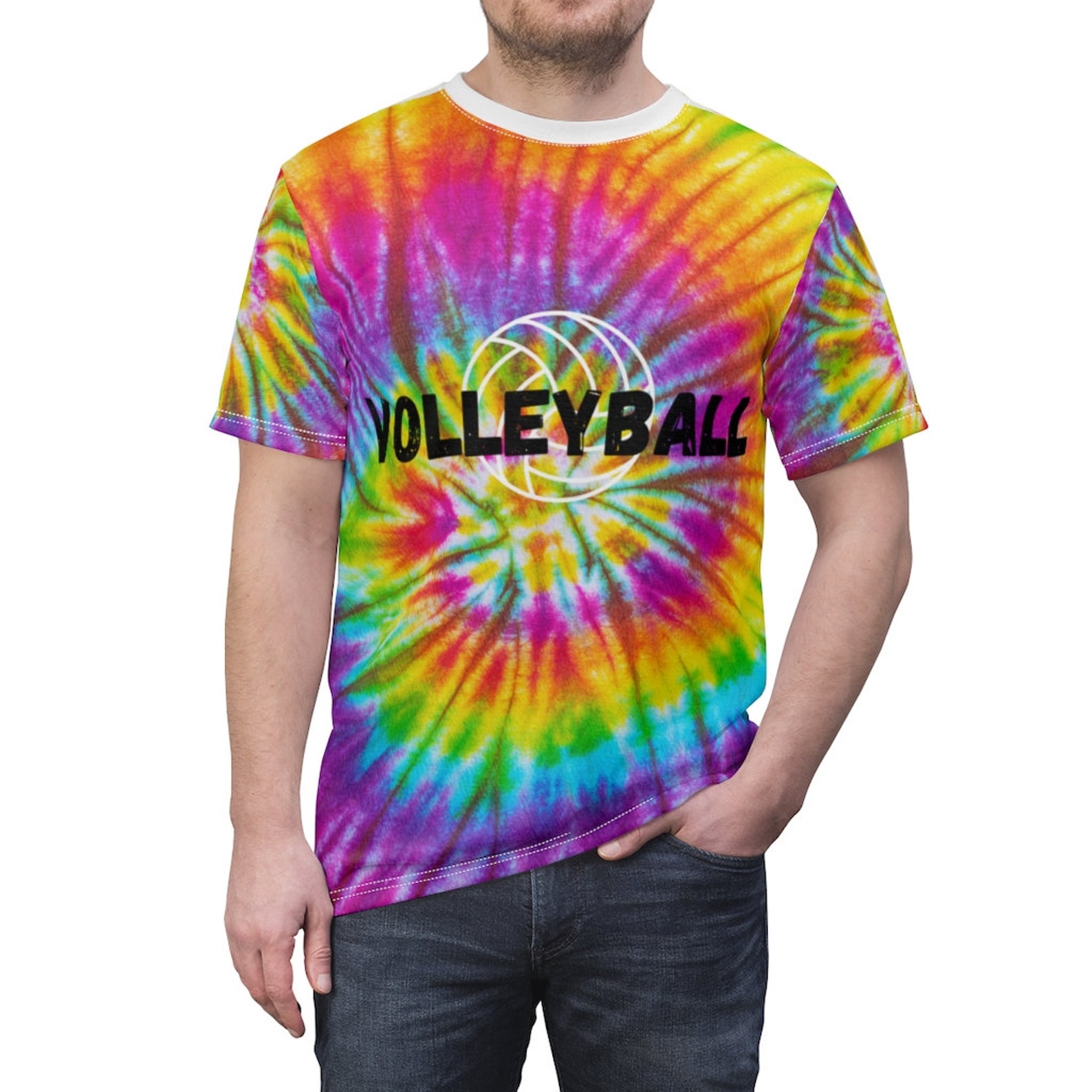 Tie Dye Volleyball TShirts Unisex rainbow color adults tye Etsy