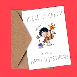Biglietto d'auguri di compleanno ispirato agli anime, formato A6, grazioso, ispirato agli anime e ai manga.