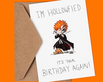 Anime card, Cute A6, Manga, Shinigami, Soul Reaper Inspired Birthday Greeting Card.