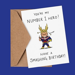 Anime card, Cute A6, Anime, Manga, Plus Ultra, Smash, Inspired Birthday Greeting Card.