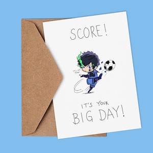 Anime Karte, Cute A6, Anime, Manga, Football, Power, Fußball inspirierte Geburtstagskarte.