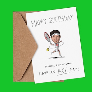 Roger Federer, Tennis, King, Grand Slam, Grass Court, Wimbledon, Australian, French, US Open, Inspiriert Geburtstag, Vatertag Grußkarte