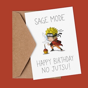 Anime card, Cute A6, Anime, Manga, Ninja, Sage Mode Inspired Birthday Greeting Card.