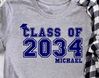 Custom Year Graduate 2034 2035 2036 2033 Shirt, Class of Shirt, Kindergarten Class Shirt, High School Graduation Class Shirts For Boy Girl