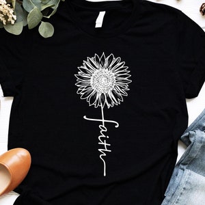 Faith Sunflower Shirt, Faith T shirt, Christian Shirt, Vertical Cross Shirt, Sunflower Shirt For Women, Religious Shirt, Christian Gifts