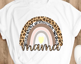 Leopard Rainbow Mama Shirt, Mama Leopard Shirt, Mama Shirt, Leopard Mom Shirt, Womens Retro Mom Shirt, Mama Shirt, Moederdag Shirt