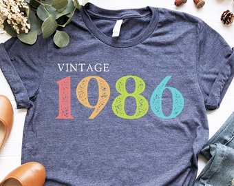 Camisa de cumpleaños 35, camisa vintage de 1986, regalo de cumpleaños 35 para las mujeres, regalo de cumpleaños 35 para los hombres, amigo 35 cumpleaños, mujer de cumpleaños 35