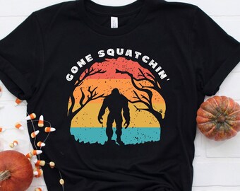 Gone Squatchin Funny Bigfoot Retro Shirt, Outdoor Hunt Shirt, Sasquatch Bigfoot Shirt, Finding Bigfoot Shirt, Scary Monster Tee