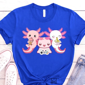 Anime Boba Bubble Tea Gaming Gamer Ramen Axolotl Shirt, Gift for Axolotl Lover, Kawaii Cute Axolotl Shirt