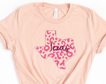 Texas karta-tröja, Texas-tröja, hemmastatströja, Texas leopardtröja, Texas grafisk t-shirt, Texas t-shirt, Texas delstatströja, Texas pride-tröja
