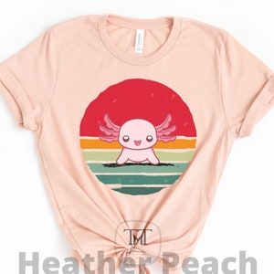 Camisa retrô Sunset Axolotl, presente para amante de Axolotl, camisa fofa de Axolotl Kawaii