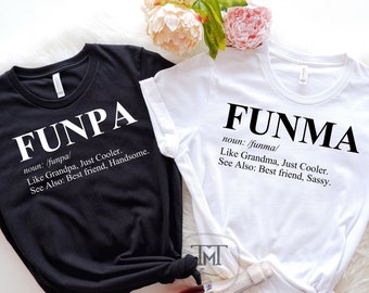 Funpa Funma Camisa, Camisa de la abuela, Camisa del abuelo, Camisa divertida de Nana, Camisa divertida de Papa, Camisa del Día de la Madre, Camisa del Día del Padre, Regalo para el abuelo