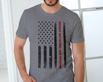 BBQ Shirt, Bbq Gifts For Men, American Flag Shirt, Grilling Gifts For Dad, Meat Smoker Grill Gifts, Funny Chef Shirt, Bbq Smoker Gifts