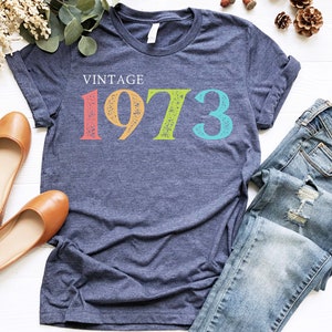 48th Birthday Shirt, Vintage 1973 Shirt, 48th Birthday Gift For Women, 48th Birthday Gift For Men, Friend 48th Birthday, 48th Birthday Woman Heather Navy