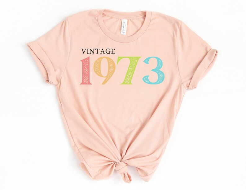48th Birthday Shirt, Vintage 1973 Shirt, 48th Birthday Gift For Women, 48th Birthday Gift For Men, Friend 48th Birthday, 48th Birthday Woman Heather Peach
