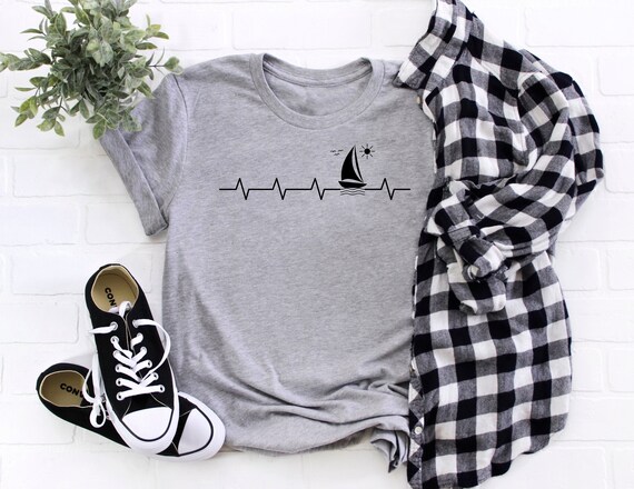 Gift For Sailor, Sailing Gift, Heartbeat Sailing Tee, Sailor Shirt, Boating Shirt, Captain Shirt, Sailboat Shirt, Nautical Shirt, Boat Lover