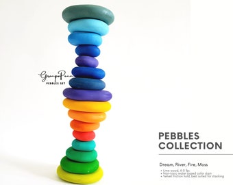Grimm's Style Stacking Pebbles: Natural Wood Toy Set