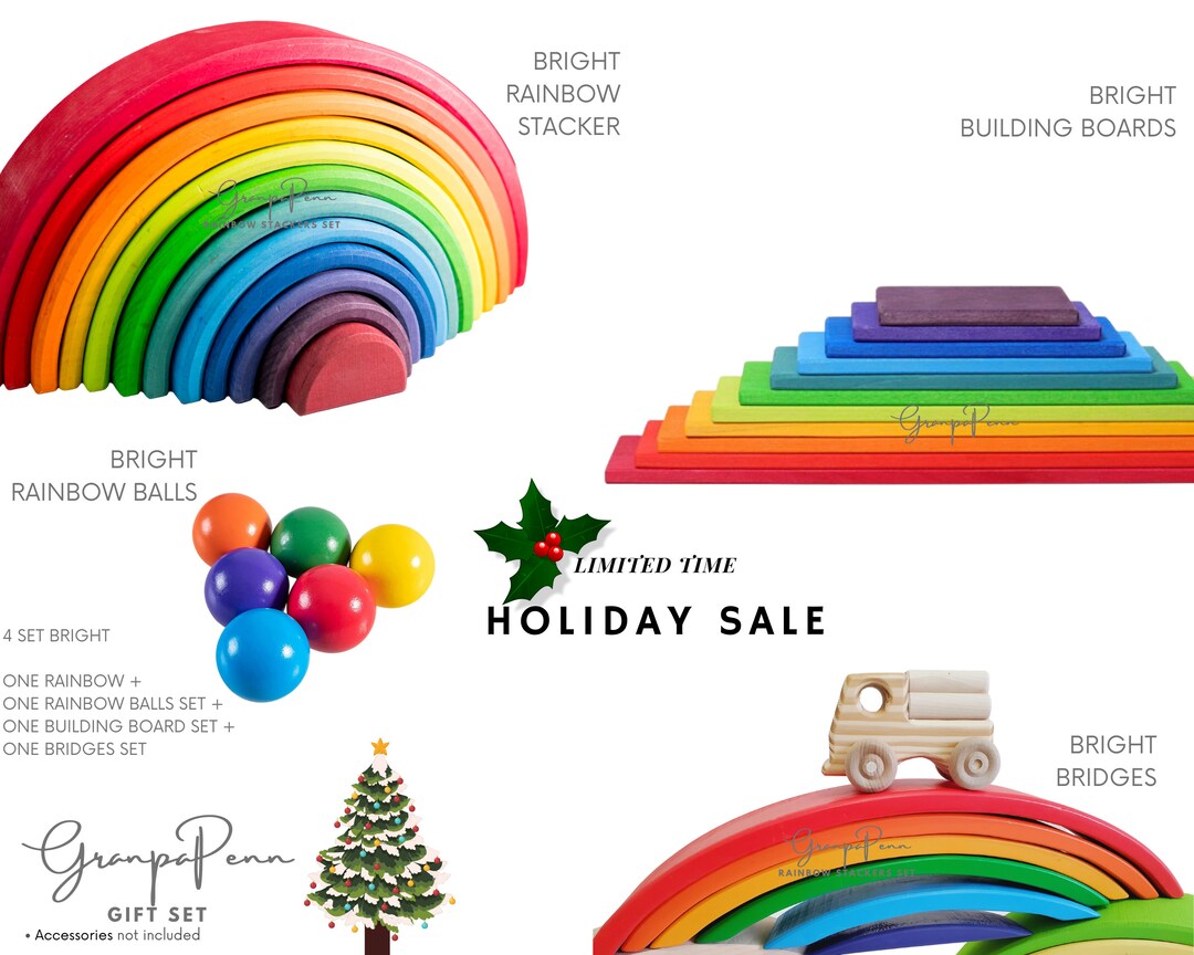 Large Wooden Bright Grimm s Style Rainbow Stacker Toy Waldorf Rainbow Stacker Rainbow Wooden Puzzle Nursery Montessori Toys Etsy Canada