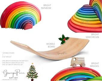 Kids Wood Wobbel Board, Active play, Holiday gifts, Christmas gifts, Birthday gift, Montessori Balancing Toy, grandparents gifts for kids