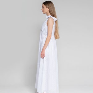 WHITE MAXI DRESS, Romantic Dress, Beautiful V Neck Cotton Minimalist ...