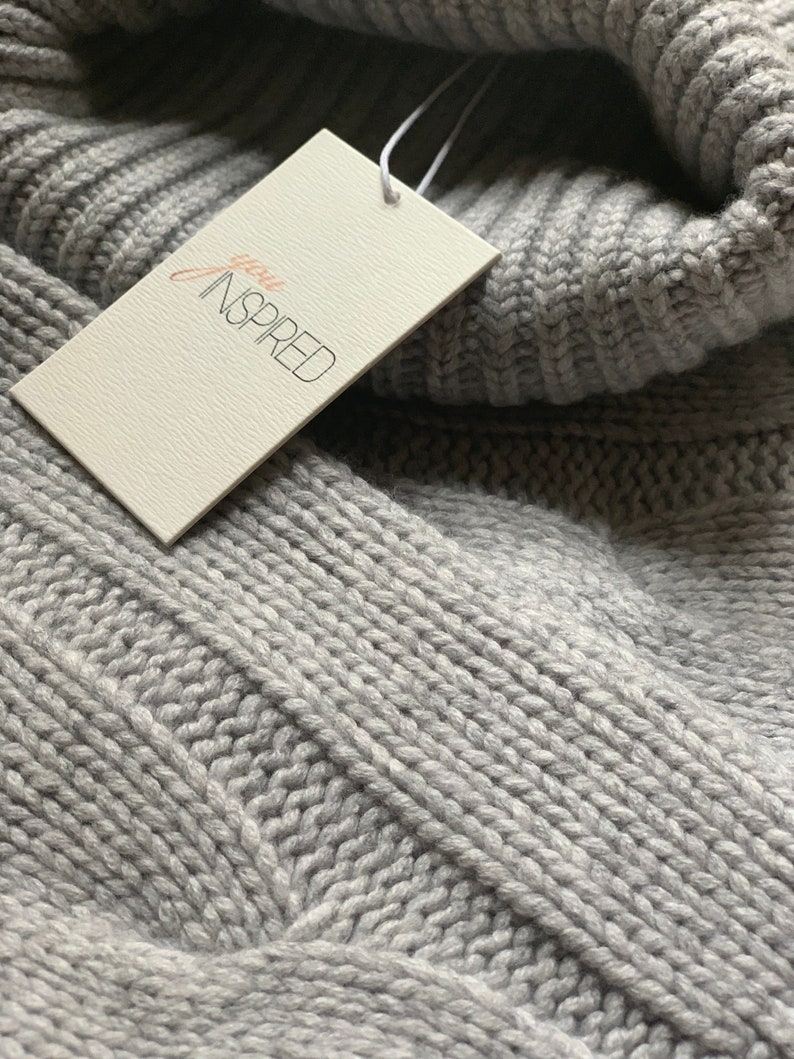 TURTLENECK OVERSIZED SWEATER, knit women casual outfit, merino cashmere pullover, white grey brown color, cable knit womens warm jumper Bild 7