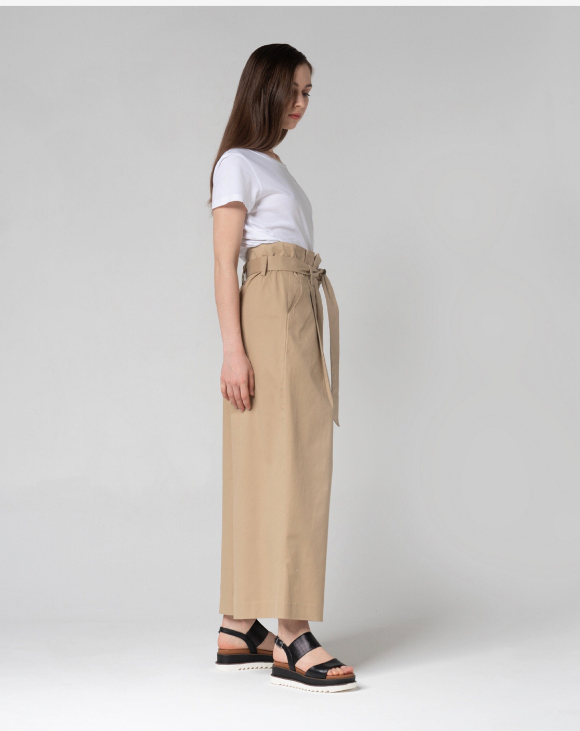 High Rise Wideleg Khaki Pants Etsy