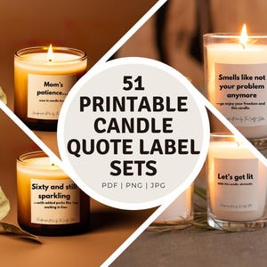 51 Printable Funny Candle Label Quotes Instant Download pdf, png, jpg Candle Jar Stickers, Humorous Candle Labels for DIY Gifts & Business