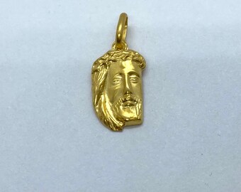 Birthday Gift Free Shipping Fine Gold Jewerly Italian Made Jesus Head Pendant 14K Solid Gold Jesus 3D Design Religious Pendant