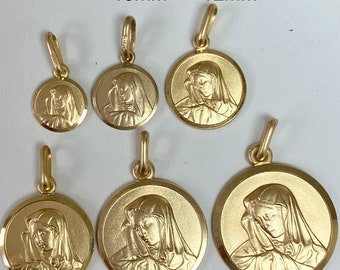 Jungfrau Maria Goldanhänger, 8 MM-18 MM, 10K 14K 18K, solides Gold Madonna Halskette, Geburtstagsgeschenk für Frauen, Baby-Taufgeschenk, Neugeborenes