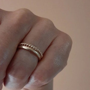 Plain Twisted Gold Ring, 1.6mm, 10K Solid Gold Ring, Gold Wedding Band, Dainty Rings, Stackable Rings, Christmas Giftfor Wife