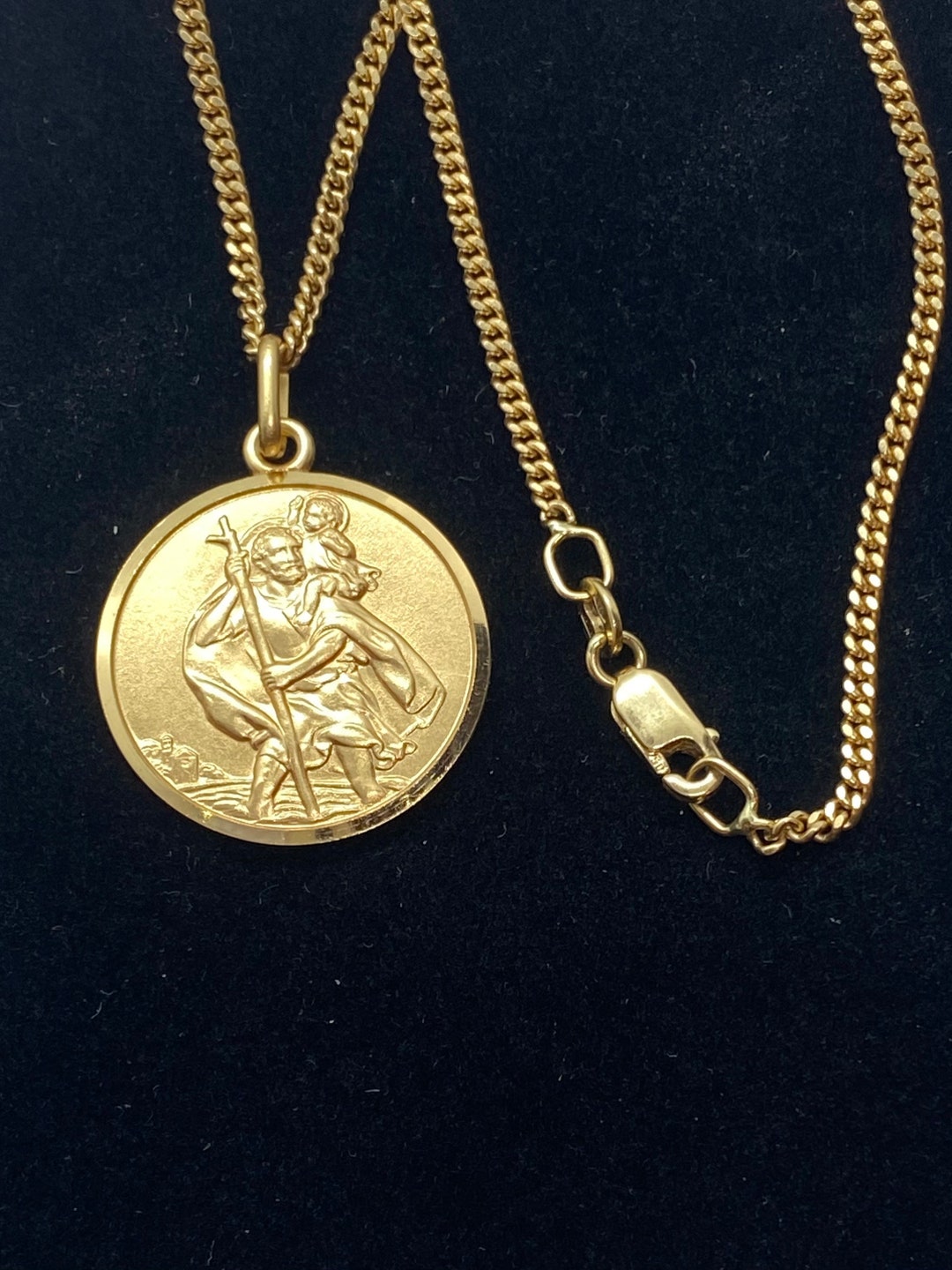 1 Zoll Strukturierter Saint Christopher Protect Us Medaillon Anhänger