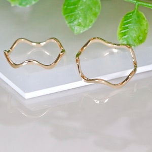 10K Solid Gold Wavy Ring, Zigzag Ring, Stacking Ring, Thumb Ring for Women, Birthday Gift for Women, Summer Jewe, Christmas Gift