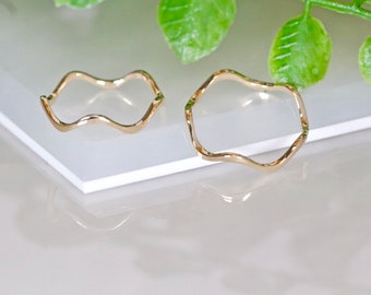 10K Solid Gold Wavy Ring, Zigzag Ring, Stacking Ring, Thumb Ring for Women, Birthday Gift for Women, Summer Jewe, Christmas Gift