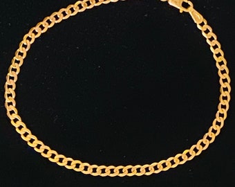 Curb Bracelet Gold, 3.1mm, 10K 14K 18K, Bracelet for Women, Italian God Bracelet, Birthday Gift for Women,
