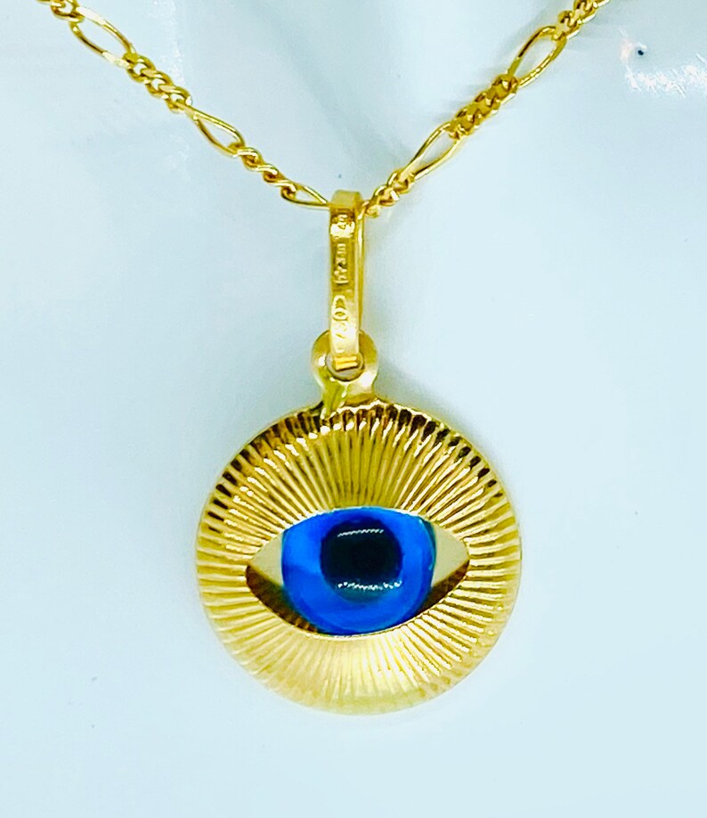 Gold Evil Eye Pendant 12mm 3D Design 18K Solid Gold Evil Eye Etsy