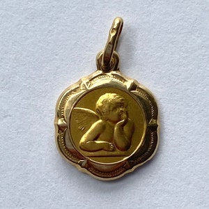 10K Guardian Angel, Solid Gold Angel Pendant, Religious Jewelry, Birthday Gift for Mom, Gift For Wife, Baby Baptism Gift