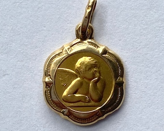 10K Guardian Angel, Solid Gold Angel Pendant, Religious Jewelry, Birthday Gift for Mom, Gift For Wife, Baby Baptism Gift