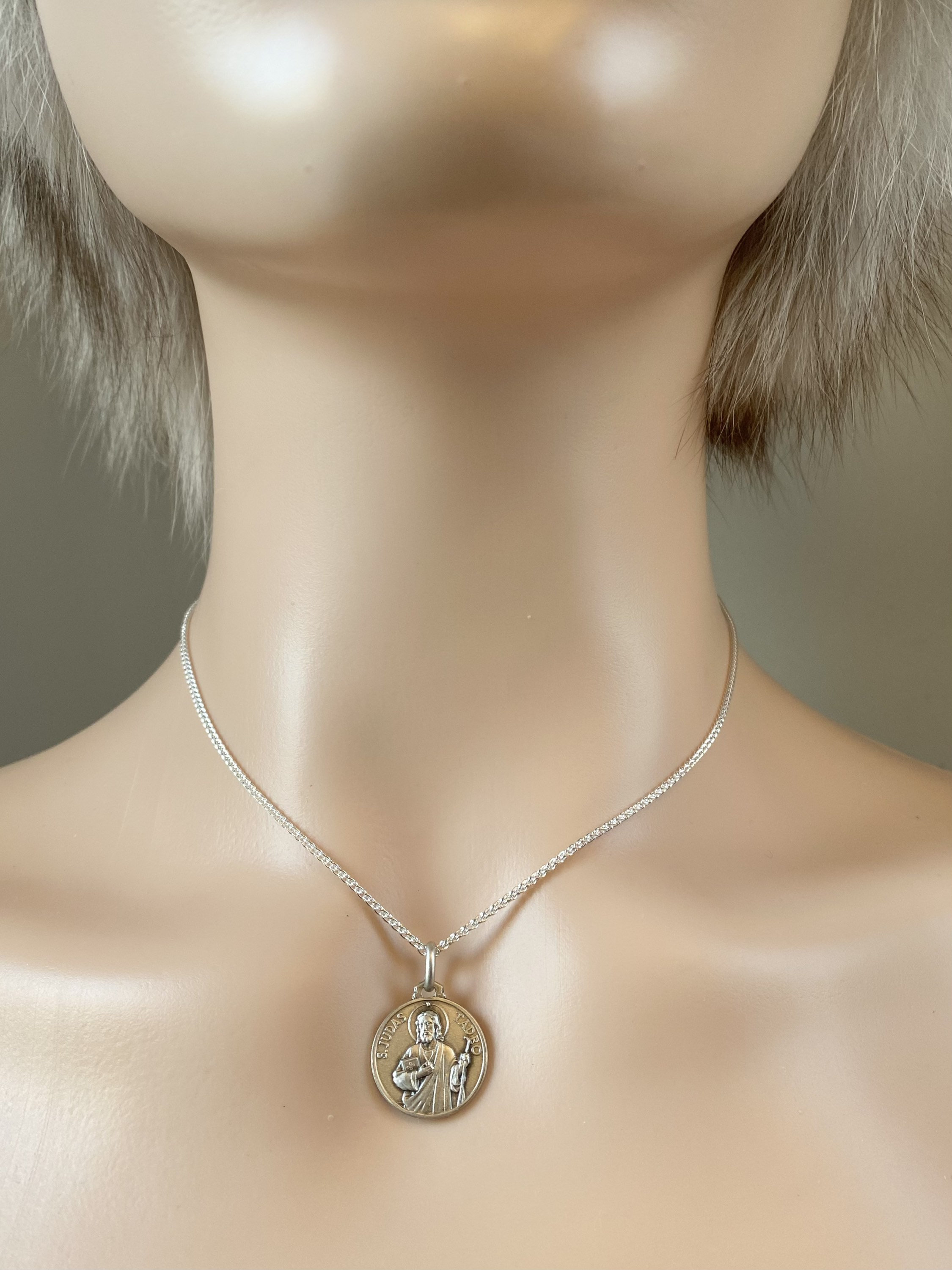 Saint Jude Thaddeus Pendant: Sterling Silver Religious Medal, 16mm - Etsy