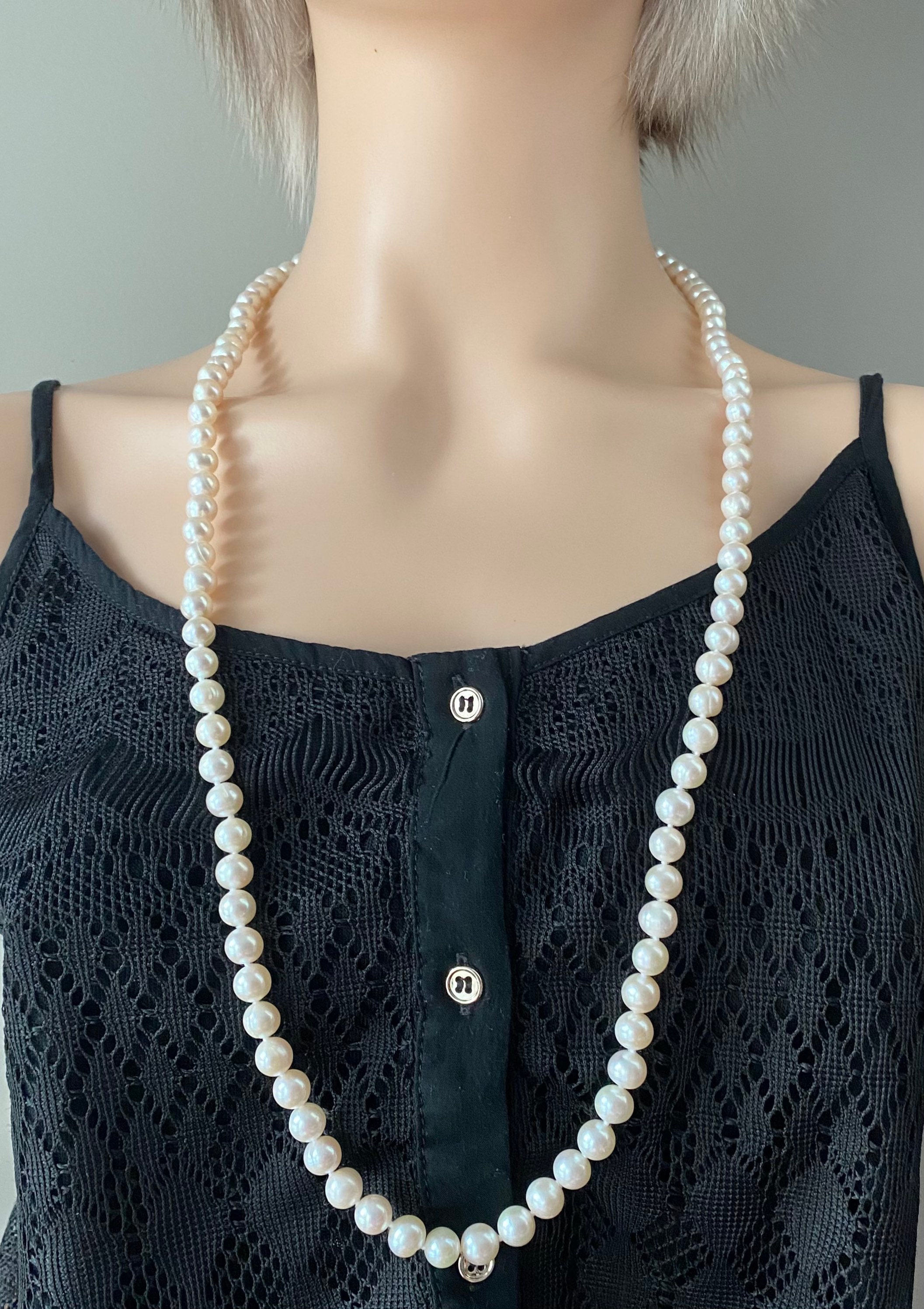 Long Pearl Necklace, 35in, 8mm Pearl Necklace, Endless