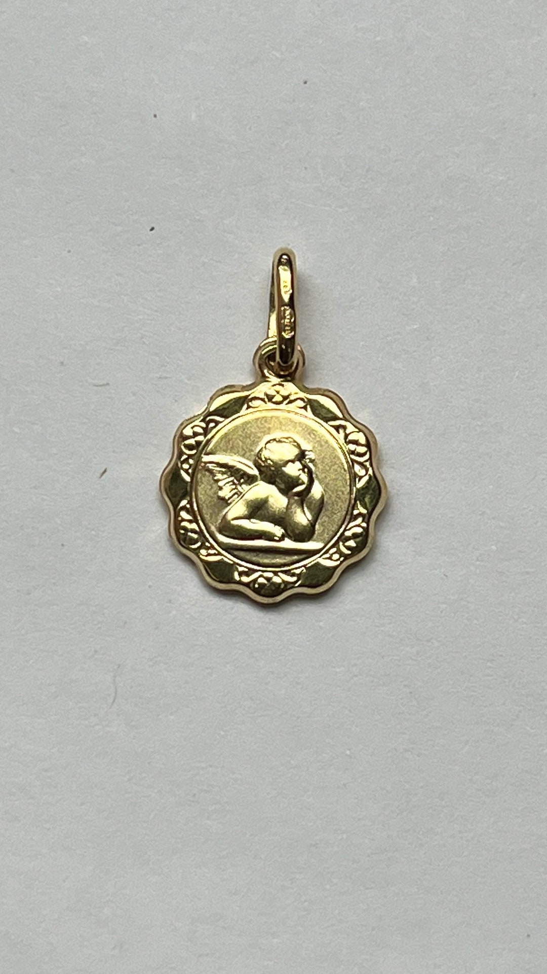 14K Solid Gold Angel Pendant 12mmguardian Baby Angel Etsy