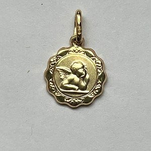 14K solid Gold Engel Anhänger, 12 mm, Schutzengel, Neugeborenen Geschenk, Baby Taufe Geschenk, Geburtstag Geschenk für Mädchen, für die Tochter
