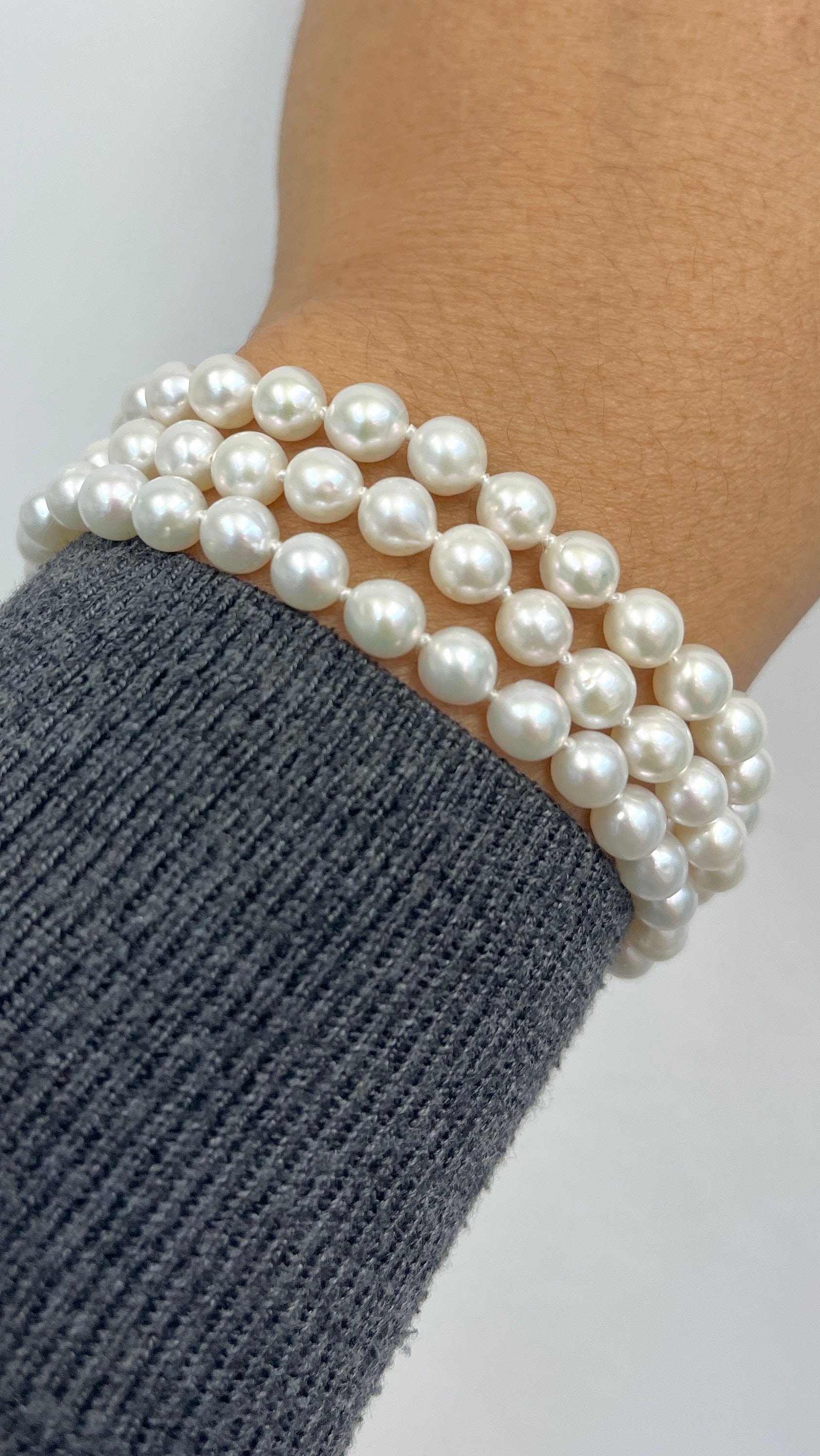 Embellished 3 Row Pearl Bracelet – Giavan