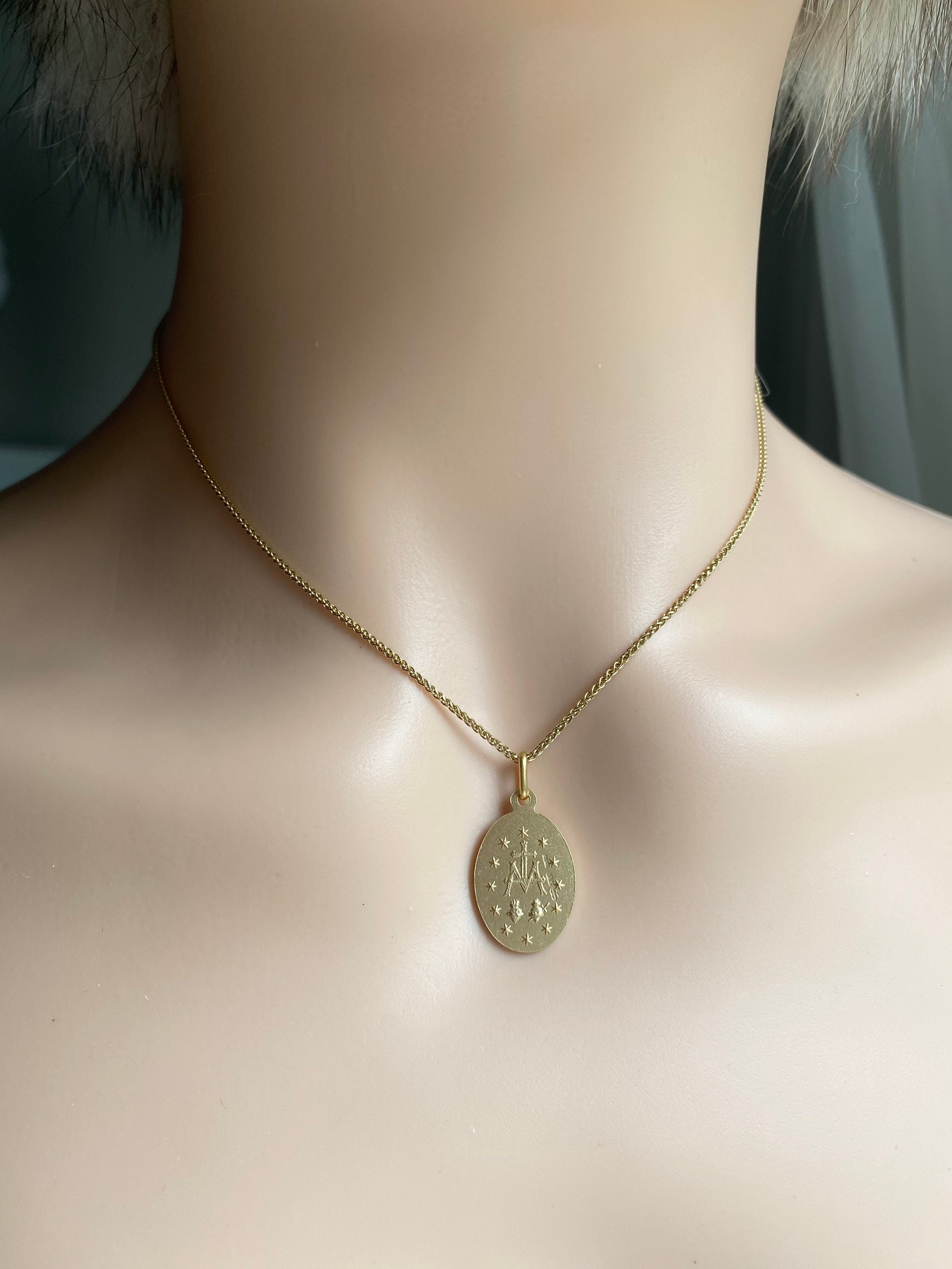 Our Lady of the Miraculous, Solid Gold Religious Medal, Virgin Mary ...