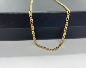 10K Anchor Chain, 2.4mm, Solid Italian Gold, Diamond Cut Necklace, Birthday Gift for Women, Thanksgiving Gift for Mom