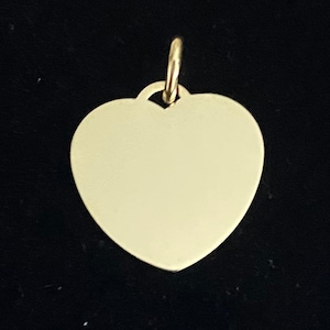 Pingente de coração, colar de coração de ouro 10K, pingente gravável, presente personalizado, joias para o dia a dia