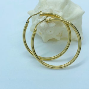 Hoop Earrings Gold, 2MM, 18K Solid Gold Earrings, Lightweight and Comfortable, Birthday Gift for Women, Mothers Day Gift