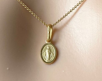 Our Lady Of The Miraculous, 8mm SMALL Virgin Mary Pendant, Mama Mary Necklace, Birthday Gift for Women, Mother’s Day Gift
