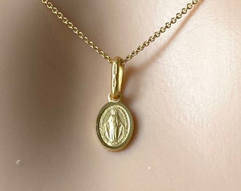Muttergottes vom Wunder, 8 mm KLEINE Jungfrau Maria Anhänger, Mama Mary Halskette, Geburtstagsgeschenk für Frauen, Weihnachtsgeschenk