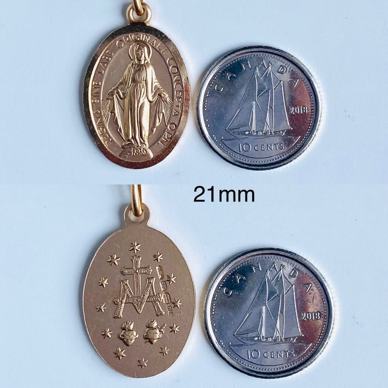 Our Lady Of The Miraculous, 8mm-21mm, 10K 14K 18K, Virgin Mary Pendant, Mama Mary Medal, Birthday Gift for Women, Mothers Day Gift image 8